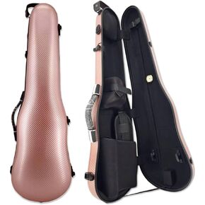 Violin Case 4/4 full size hard case Strong Carbon fiber Anti-Scratch Shaped Flight case Backpackable,Built-in Hygrometer Lightweight Travel violin case (silver)