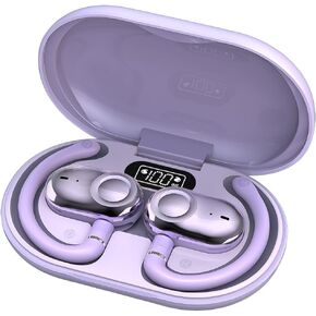Open Ear Headphones Wireless Bluetooth 5.4, OWS with Earhooks and Mic,Rotatable Control ，IPX6 Waterproof, 60H Range, Out of Ear Earbuds for Sports Running Workout Driving(Purple)
