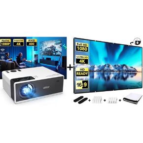 FUDONI P3 Projector Bundle FUDONI Projector Screen 100 inch