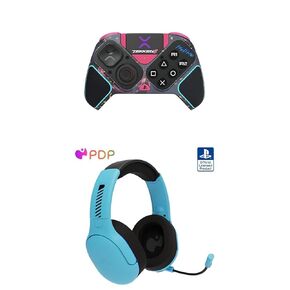 PS5 Bundle: PDP Victrix Pro BFG Wireless Controller: TEKKEN 8 - Rage Art - PlayStation 5, PS4, PC + AIRLITE Pro Wireless Gaming Headset with Noise-canceling Flip-to-Mute Mic, Neptune Blue