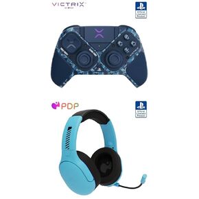 PDP PlayStation 5 Bundle: Victrix Pro BFG Wireless Controller (Midnight Mask) AIRLITE Pro Wireless Headset (Neptune Blue), Officially Licensed by Sony