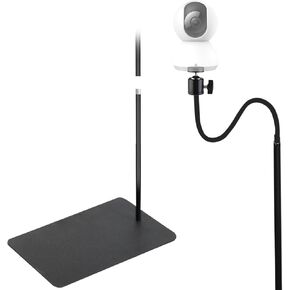 Floor Holder Stand Mount for Security Cameras with 360° Rotatable Gimbal, 27-74.8 Inch Adjustable Height Black Baby Monitor Floor Stand Compatible with 1/4" Screw Hole Camera