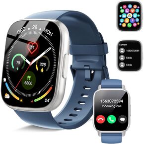 Smart Watch, 1.95" Smartwatch for Men Women(Answer/Make Call), New Fitness Watch with 110+ Sports Modes, Fitness Activity Tracker with Heart Rate/Pedometer/Sleep/IP68 Waterproof for Android iOS, Blue