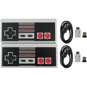 2X 2.4 GHz Wireless Controller Upgraded Turbo Function Build in Rechargeable Battery USB Wireless Adapter for Mini NES Classic Edition PC Mac OS Raspberry PI