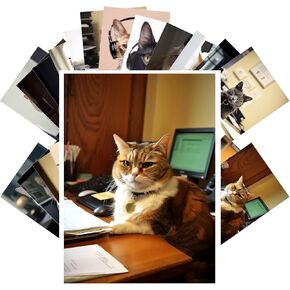 شعيرات Pixiluv Regal: Monarch Cats in Majestic Thrones - مجموعة بطاقة بريدية من روعة القطط الملكية والعظمة