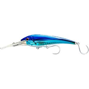 Nomad Design DTX Minnow 110 مع نظام Autotune System - Switched Sweging ، BKK Diablo 5X Singles 2/0 Hooks ، 110 SNK 4-1/4 ، 13 قدمًا ، Blue Back Shad