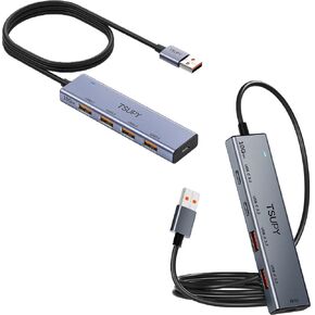 USB Hub 3.2, TSUPY USB Splitter 10Gbps 4 Multi 3.2 Ports with 4ft Extension Cable,Ultra-Slim Aluminium USB 3.2 Gen 2 HUB Fast Data Transfer USB Port Extender for MacBook,Chromebook,Mobile HDD,Laptops