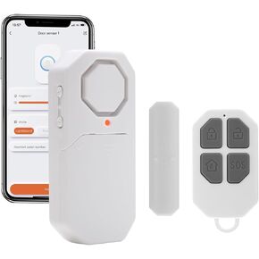WiFi Wireless Door Alarms When Opened with Remote, 1 Smart Door Security Sensor for Kids Safety, Window Door Real-time Alarm for Home Security Bussiness Burglar Alert with Phone Notification