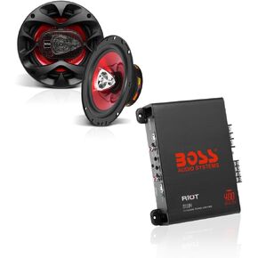 BOSS Audio Systems 6.5 Inch Car Speakers + 4 Channel Amplifier