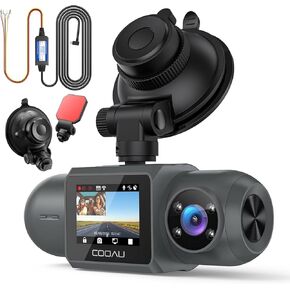 COOAU D30S 4K Dash Cam with Mount Bracket and Micro USB Hardwire Kit - Front and Inside Dual 2.5K 1080P with GPS Wi-Fi | 24H Parking Mode G-Sensor Accident Record