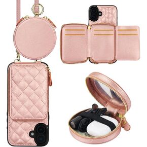 Bocasal A Stylish Crossbody Wallet Case for iPhone 16 Plus + A Mini Round Pouch Bag