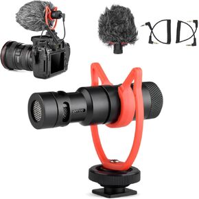 MIC10 MINI VIDEO SURGUN MIC للكاميرا - ميكروفون كاميرا عالمي 3.5 مم لأجهزة الكمبيوتر الذكية DSLR - الحد من الضوضاء عالي الحساسية ميكروفون مع غطاء الصدمة والفراء