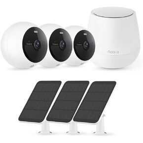 Noorio Home Security System with Smart Hub x1, B200 Security Camera x3, Solar Panel x3
