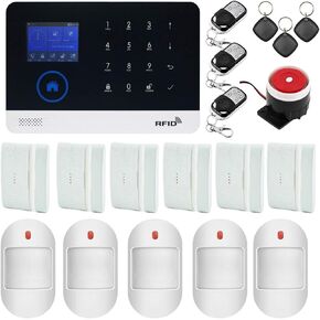 WiFi GSM Tuya Wireless Smart Home Office Security Alarm Burglar System, APP Control, Compatible with Amazon Alexa and Google Home, Support RFID Access, Anti-Theft Auto Dialer, Easy Install…