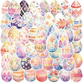 50pcs Easter Stickers for Eggs Easter Decoration Happy Easter Bunny Stickers Waterproof Stickers for Water Bottles Laptop Scrapbook (Easter Bunny Stickers)