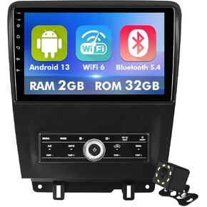 10.1 Inch IPS Touchscreen Android 13 Car Stereo for Ford Mustang 2010-2014 with Wireless CarPlay & Android Auto 2+32GB Car Radio, Support GPS, WiFi 6, Bluetooth,5.4, FM Radio, Backup Camera, Dual USB