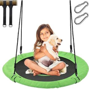 Saucer Swing - 900D Oxford Waterproof Tree Swing for Kids and Adults 700lb 40 Inch - with 2 Adjustable PE Ropes and 2 Stainless Steel Carabiners for Outdoor and Indoor… Colorful