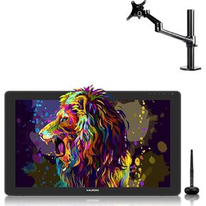 HUION KAMVAS 22 Plus Graphics Drawing Monitor with Full Laminated QD Screen 140% sRGB, Android Support Battery-Free Stylus, 21.5" Pen Display with Single Monitor Arm Stand