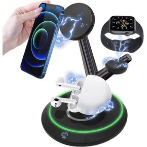 Wireless Charger, 4 in 1 Wireless Charging Station, Fast Wireless Charger Stand for iPhone 14/13/12/11/Pro/Max/XS/XR/X/8/Plus, for Apple Watch SE/8/7/6/5/4/3/2, Xiaomi Watch Watch S1, S1 Pro, S2