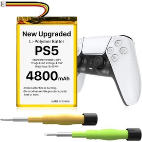 SHENMZ PS5 Controller Battery, 2 Pack High Capacity （4800mAh） LIP1708 Li-ion Replacement Battery for Sony PlayStation 5 Dualsense Controller CFI-ZCT1 W B U Replace PS5 Batteries Pack
