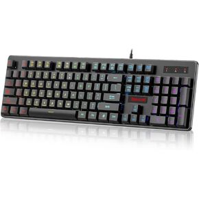 Redragon K521 Upgrade Rainbow LED Gaming Keyboard, 104 Keys Wired Mechanical Feeling Keyboard with Multimedia Keys, One-Touch Backlit, Anti-Ghosting, Compatible with PC, Mac, PS4/5, Xbox