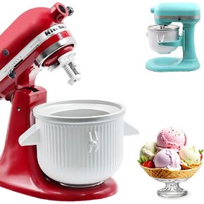 Ice-Cream-Maker-Attachment for Kitchen Aid, 2Qt IceCream Bowl Compatible with 4.5/5Qt and 6Qt KitchenAid Stand Mixers, Frozen Yogurt Ice Cream & Sorbet Gelato Maker, Not Fit Artisan Mini 3.5Qt Mixer