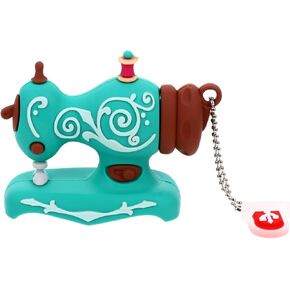 Homoyoyo 32GB Sewing Machine Shaped USB Flash Drive with Carabiner Keychain - Silicone Portable Thumb Drive High-Speed Transfer for Embroidery Enthusiasts Office & Gifts (Green 5.9cm)