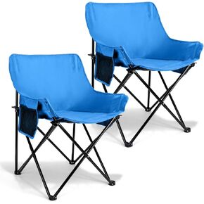 Leonyo Camping Chair, Oversized Folding Camping Chair, Heavy Duty Portable Moon Chair with Carry Bags, Outdoor & Lawn Chairs for Outside Fishing, Hiking, Travel, Beach and Sports (Blue)