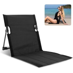 MAYIT Foldable Pool Chair Portable Poolside Chairs Folding Chairs for Edge of Pool with Back Support Easy to Carry for Beaches Picnic Camping Sporting Events Tailgating (Black)
