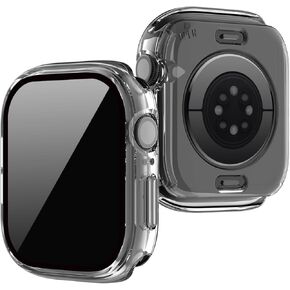 3 in 1 Waterproof Case Compatible for Apple Watch Series 10 Screen Protector 42mm, Privacy Hard PC Face Cover with 9H Tempered Film & Back Frame for iWatch Series 10 42mm Case-Transparent