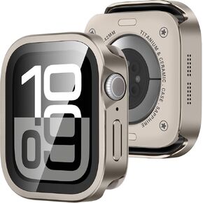 Amizee Matal Case Compatible with Apple Watch Ultra 2/Ultra Case with Built-in Screen Protector, Straight Edge Ultra Thin with Back Cover Protective Cover for iWatch 49mm, Titanium