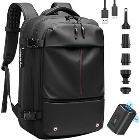 Rosvola Backpack with Pump, Expandable Backpack Vacuum Bags Outdoor Compression Bags for Travel, Camping (Black)
