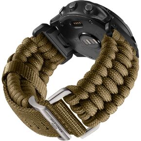 Compatible with Garmin Fenix 5X Watch Band - R-Nylon Survival Paracord Woven Quick Fit 26mm Band for Fenix 8 51mm/7X/7X Pro/6X/6X Pro/5X Plus/3/3 HR/Instinct 2X/Tactix/Enduro/Descent