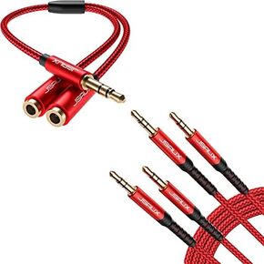 خائن سماعة الرأس JSaux وكابل Aux [4ft/2pack- قذيفة النحاس ، صوت Hi-Fi]