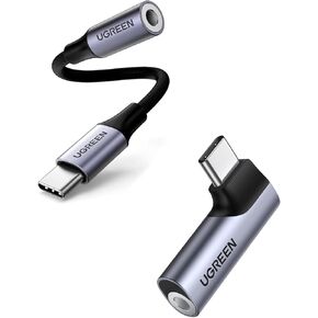 UGREEN Braided USB C to 3.5mm Audio Adapter and Right Angle USB C to 3.5mm Dongle Compatible with iPad Mini 6 Bundle