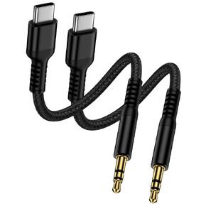 2 Pack USB C إلى 3.5 مم من الأسلاك aux لسماعات الرأس iPhone ، كابل iPhone aux لجهاز iPhone/iPad - سلك مقبس سماعة الرأس ، كبل موصل مكبر الصوت Apple Auxiliar
