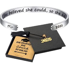 Graduation Gifts for Her 2024 - Inspirational Graduation Bracelets Class of 2024 She Believed She Could So She Did Bracelets Cuff Bracelet 2024 Graduation Gifts for Her College Graduation Gifts