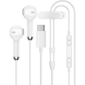 USB C Headphones for iPhone 15 16 Earphones Wired Type C Earbuds with Microphone & Volume Control HiFi Stereo for iPhone 16 Pro Max/16e/16/15/15Pro, iPad Pro Air, Samsung S25 S24 Ultra, Pixel 9Pro XL