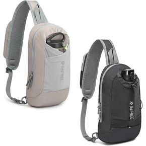 G4Free Sling Bag RFID Blocking Lightweight Crossbody Backpack Chest Shoulder Bag for Travel Sports Running Hiking (Black+Grey)