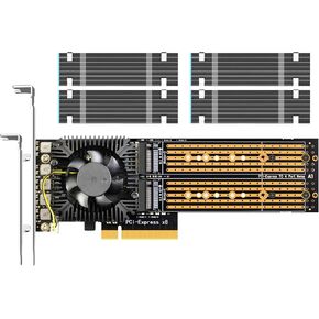 GLOTRENDS PA40 Quad M.2 NVMe to PCIe 3.0 X8 Adapter with 4 Sets of M.2 Heatsink