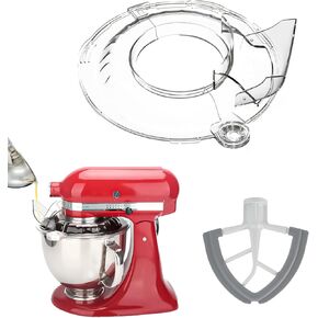 Pouring Shield and Flex Edge Beater for KitchenAid Tilt Head 4.5-5QT Stainless Steel (Only), Safety Pouring Shield for kitchenaid mixer bowl,Stand Mixers,kitchen aid Accessories and Attachments