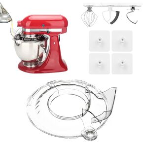 Pouring Shield for KitchenAid Tilt Head 4.5-5QT Stainless Steel (Only) with 4x Attachment Holder, Safety Pouring Shield for kitchenaid mixer bowl,Stand Mixers,kitchen aid Accessories and Attachments