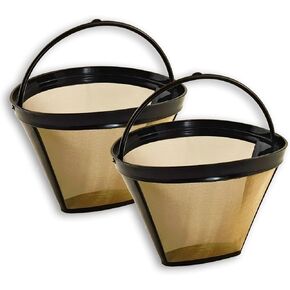 2 Pack GTF Gold Tone Coffee Filter for Cuisinart, Reusable 10-12 Cup #4 Style Cone Coffee Filters Basket Replacement for Cuisinart Coffee Makers