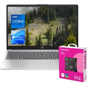 HP 2025 High-Performance 15.6" Touchscreen Laptop, FHD LED Display, Intel Core i7-1255U, 64GB RAM,2TB SSD, HDMI, Webcam, Wi-Fi 6, Windows 11 Home, Silver, Bundle with ADATA 512GB External SSD
