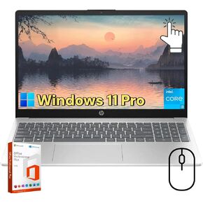 HP 15.6 Portable Touchscreen Laptop - Windows 11 Pro & Microsoft Office, HD Display, Intel Core i3-1215U (up to 4.4GHz), 16GB RAM, 512GB SSD, Wi-Fi, 10h Long Battery Life, with External CD/DVD Drive