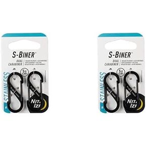 Nite Ize Size-1 S-Biner Dual Carabiner, Stainless-Steel, Black, 2 count per pack (Pack of 2)