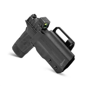 GRITR OWB Kydex Right/Left Hand Gun Holster for Smith & Wesson M&P Shield EZ 9/380/S&W Equalizer - Optic Cut, Compatible with Safariland QLS/G-Code RTI Attachments, Adjustable Belt Loops, Open Bottom