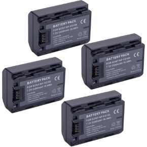4-Pack NP-FZ100 Batteies for Sony A1, Alpha A7C, A7C II, A7CR, A7III, A7IV, A7R III, A9, A9 II, A7R V, A7R IV, Alpha 9, Alpha 9R, Alpha A9R, Alpha A9 II, Alpha 9S, FX3, FX30, ZE-V1 Cameras 2280mAh
