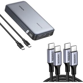 UGREEN 145W Power Bank Bundle with 100W 2-Pack 3.3 FT USB C Cable