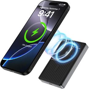 Samsung Wireless Power Bank Fast Charging,10000mAh Magnetic Portable Battery Pack with 20W USB-C Cable for Galaxy S25 Ultra FE/S24/S23/S22/S21/S20,iPhone 16e/16 Pro Max/15/14/13,Google Pixel 9a/8A/7A